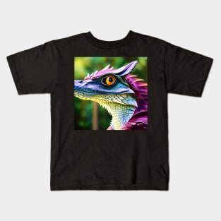 Baby Blue Dragon with Purple Spines in the Forest Kids T-Shirt